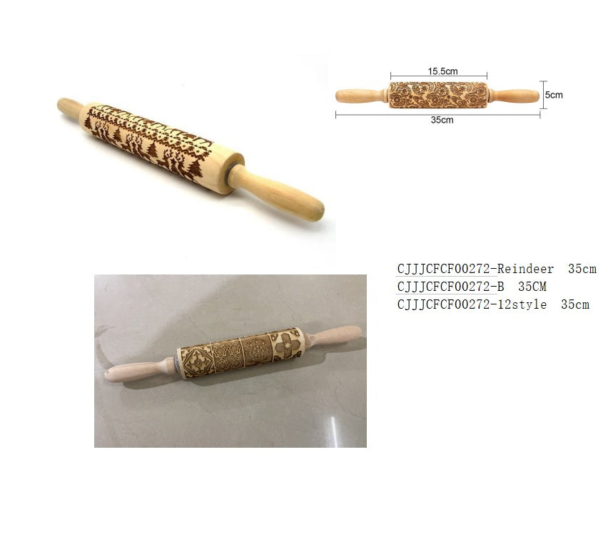 Shopi Vella Christmas Embossing Rolling Pin with Star Pattern