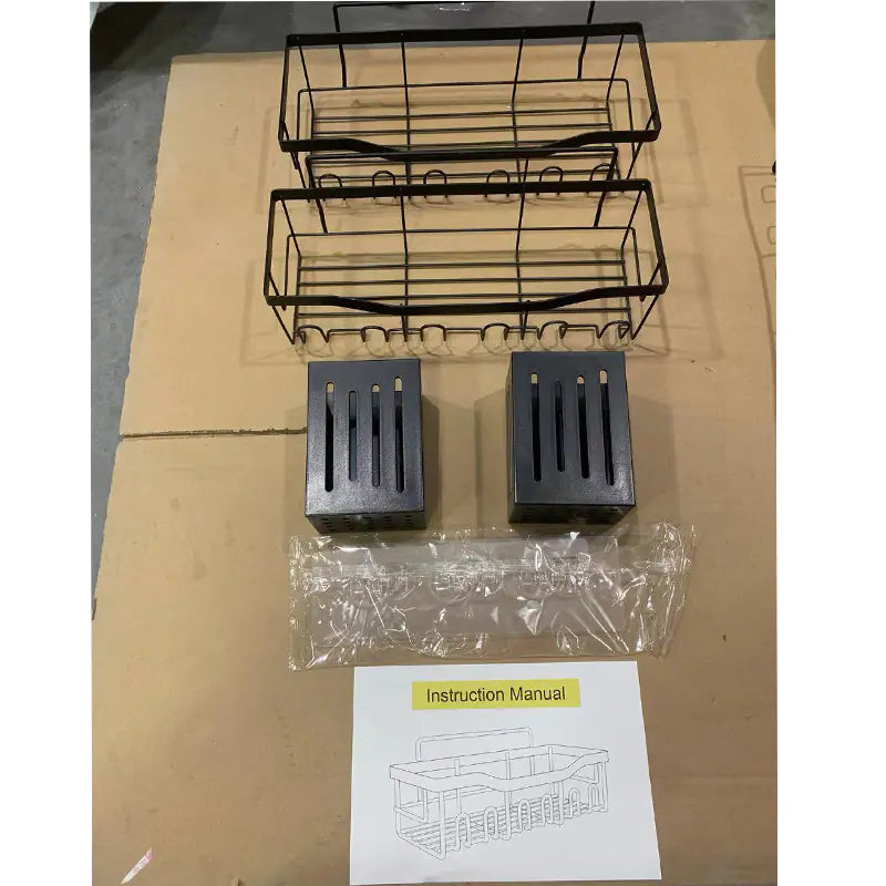 Shopi Vella Wall-Mounted Shower Storage Rack Set - Durable Black Metal