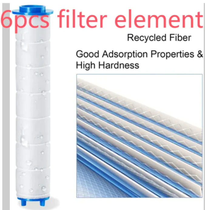 Filter element with recycled fiber for stainless steel shower hose featuring high hardness and good adsorption properties