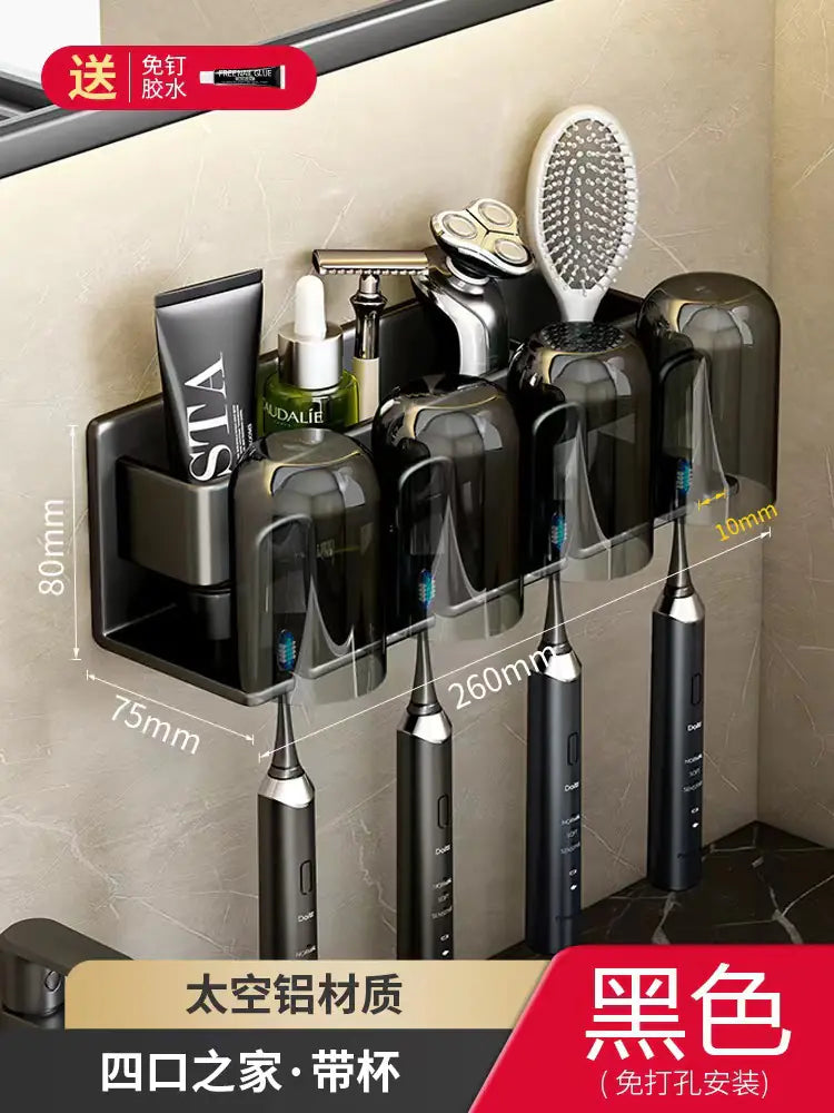 Shopi Vella Wall-Mounted Toothbrush Holder with Storage Cup