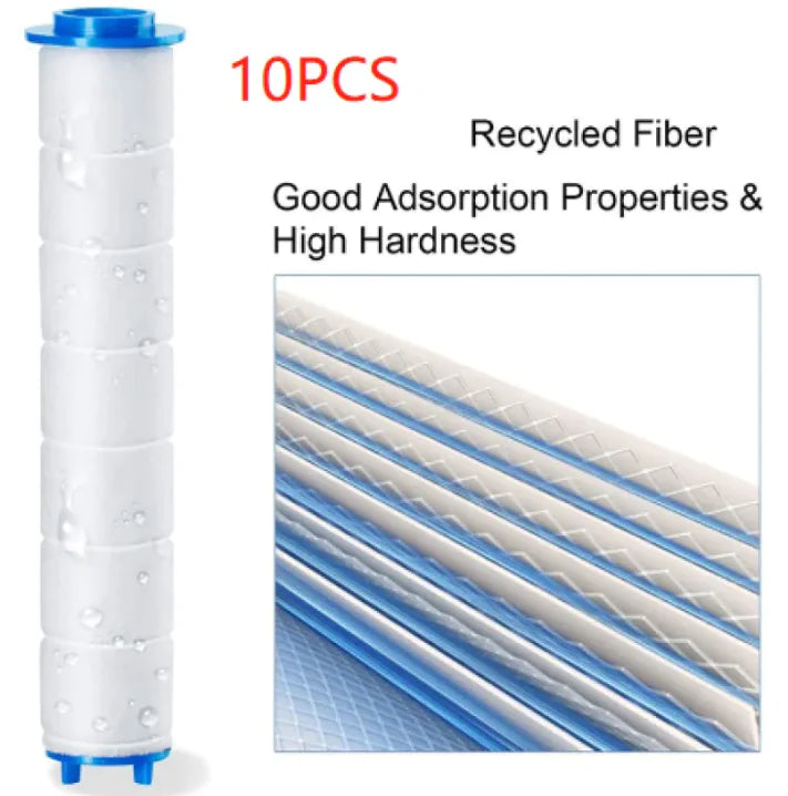 White and blue recycled fiber filter cartridge set with good adsorption for stainless steel shower hose