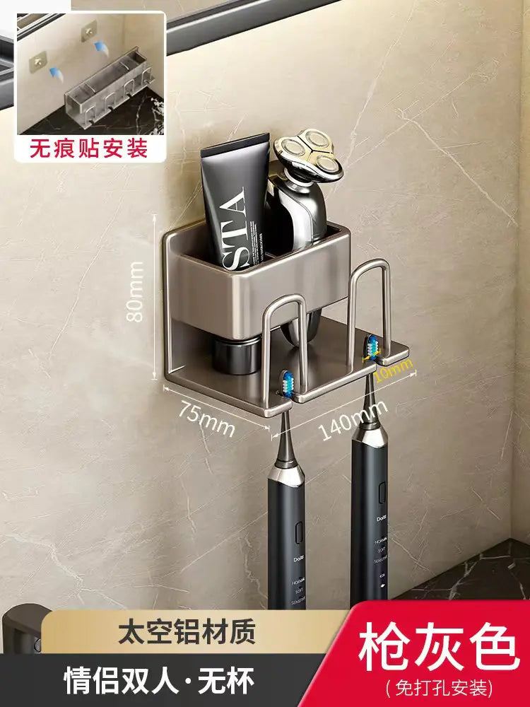 Shopi Vella Wall-Mounted Toothbrush Holder with Storage Cup
