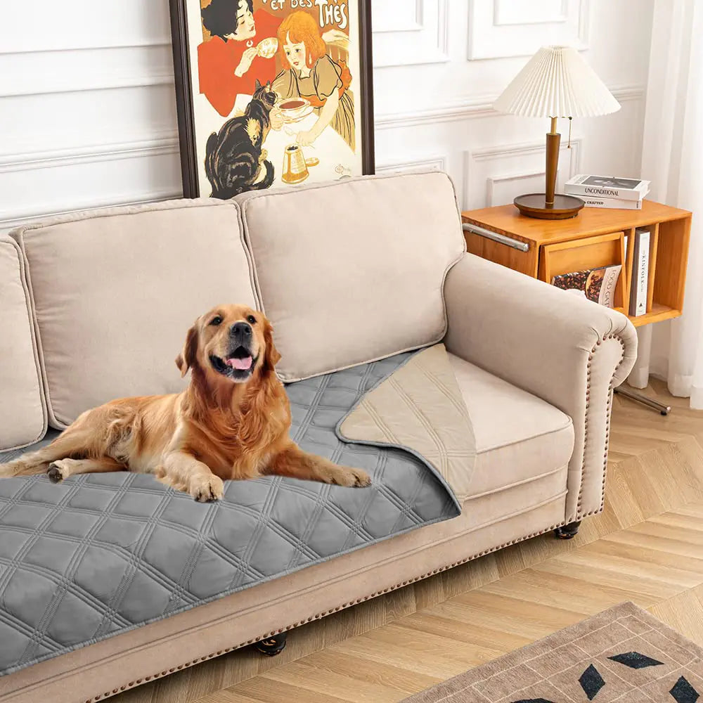 SUNNYTEX Waterproof & Reversible Dog Bed Cover Pet Blanket Sofa Couch Cover Mattress Protector Furniture Protector for Dog Pet Cat（30"*70"Beige/Grey