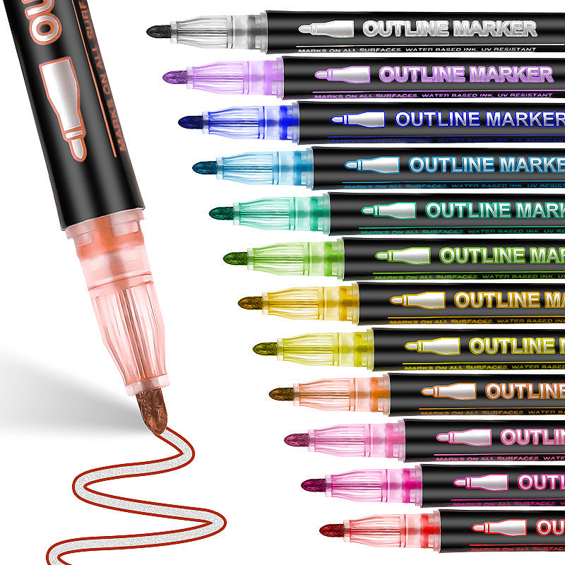 Double Line Outline Pen 24 Color Suit Dream Color Mark Fluorescent Marker