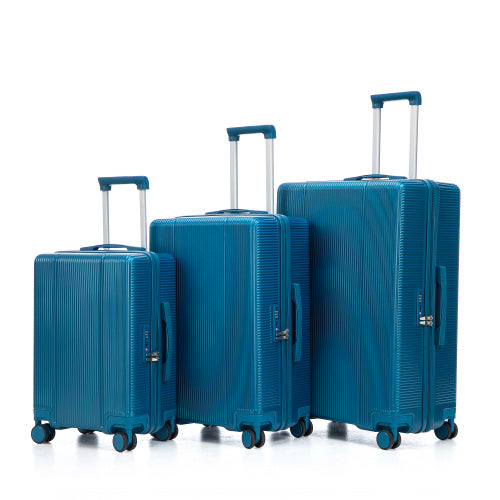 Shopi Vella blue ABS spinner wheel luggage set with three sizes of hard shell suitcases
