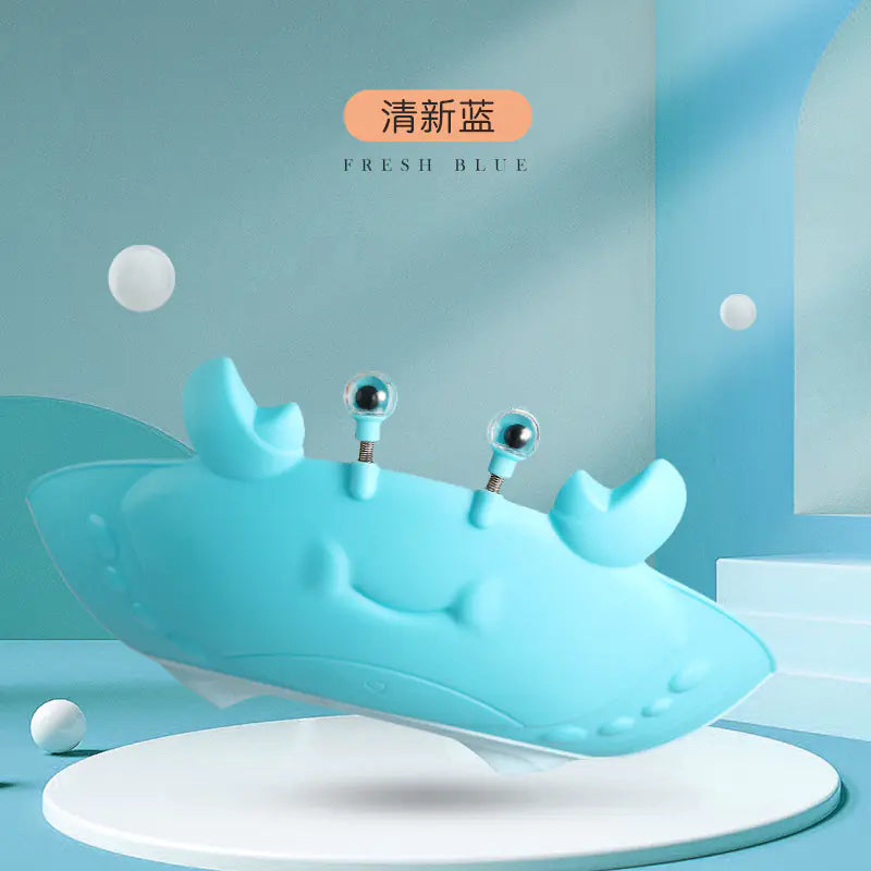 Fresh blue adjustable baby shower cap shaped like a cute crab with antenna eyes