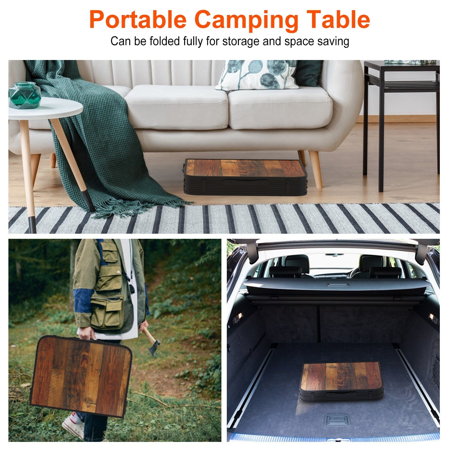 Shopi Vella adjustable height picnic grill table portable camping table folded for easy storage and transport