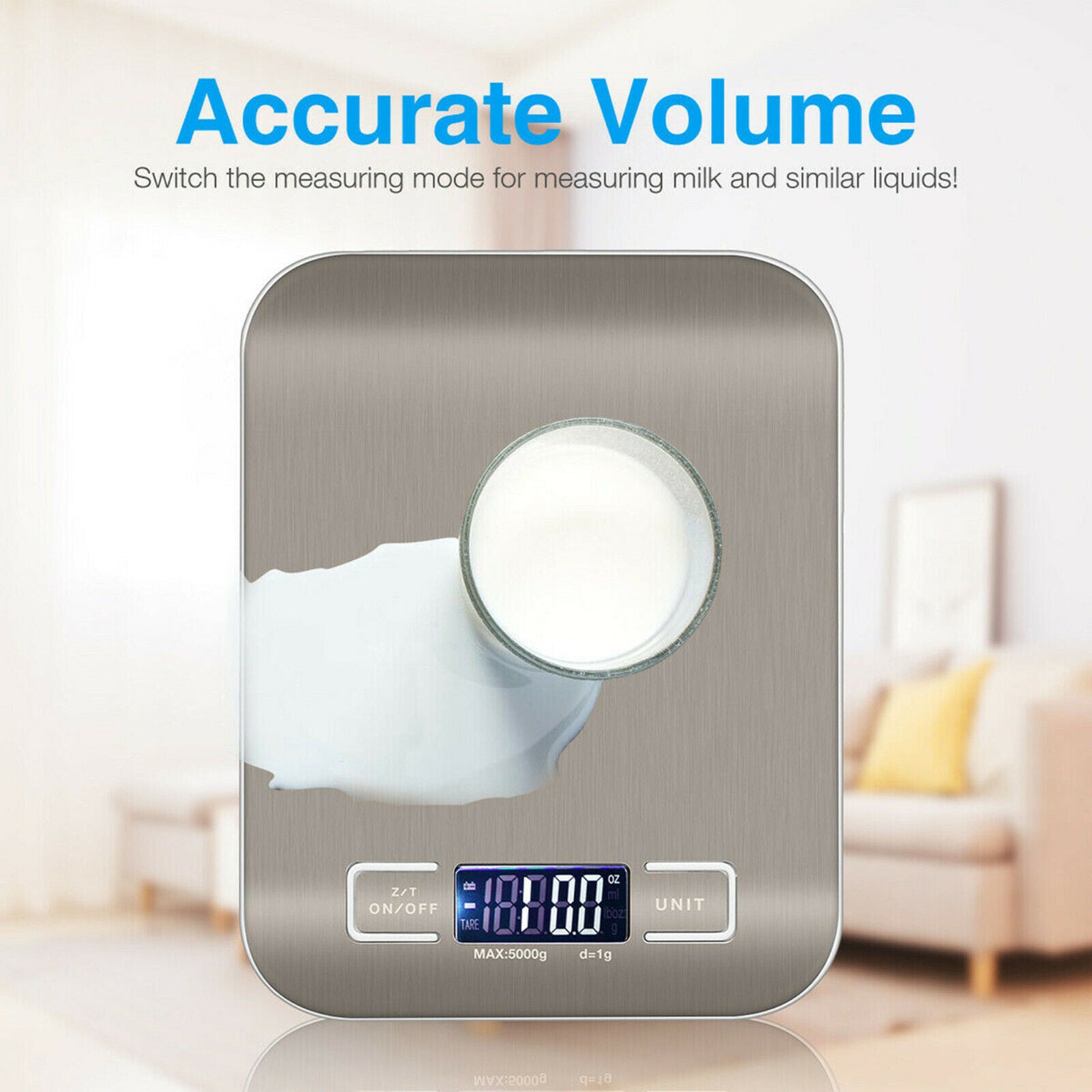 Shopi Vella 5kg kitchen measuring scale with digital display measuring milk volume accurately