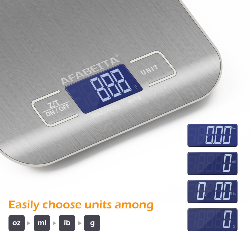 Shopi Vella 5kg kitchen measuring scale with digital display and multiple unit options for kitchen storage
