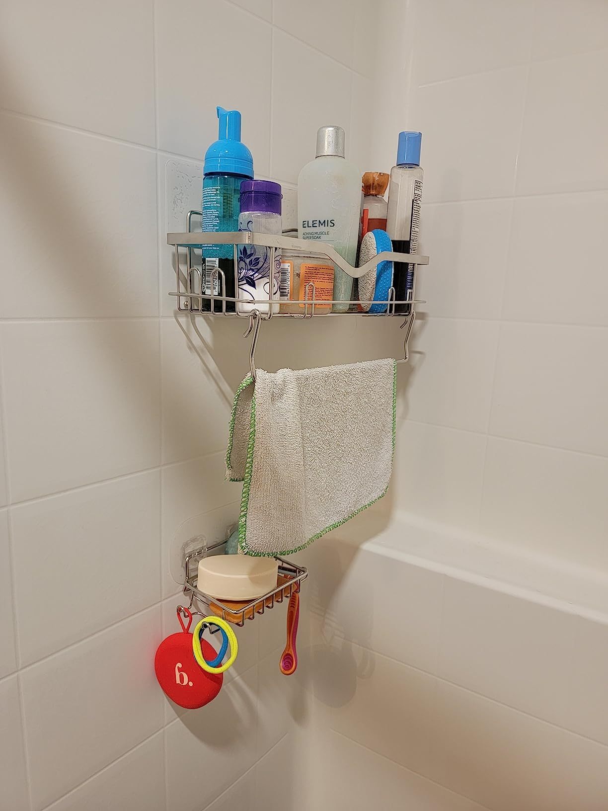 Shopi Vella bathroom shelf organizer no drilling with towel rack and storage for toiletries