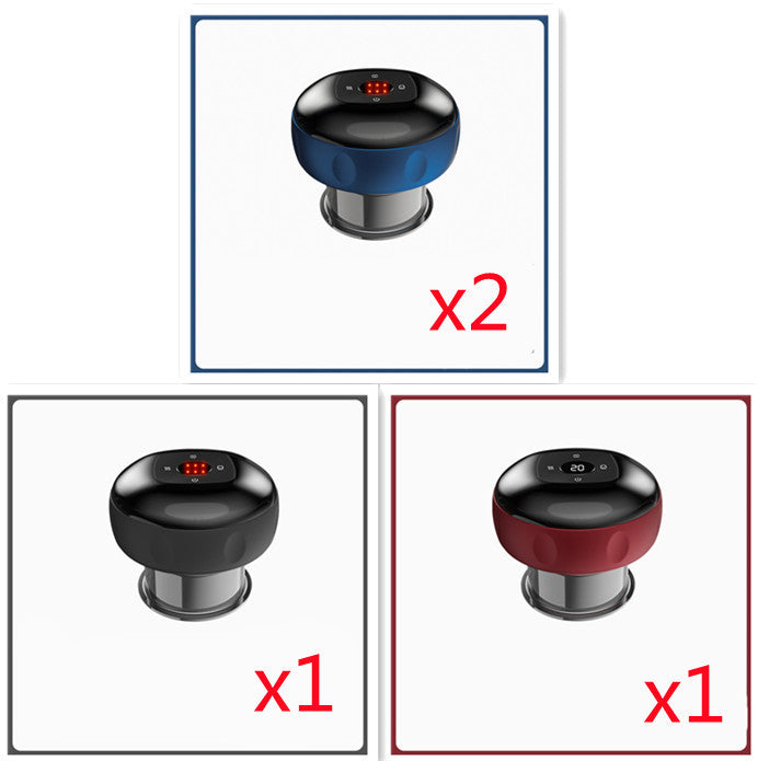 Shopi Vella anti-cellulite vacuum massager set with two blue, one black, and one red device for home use
