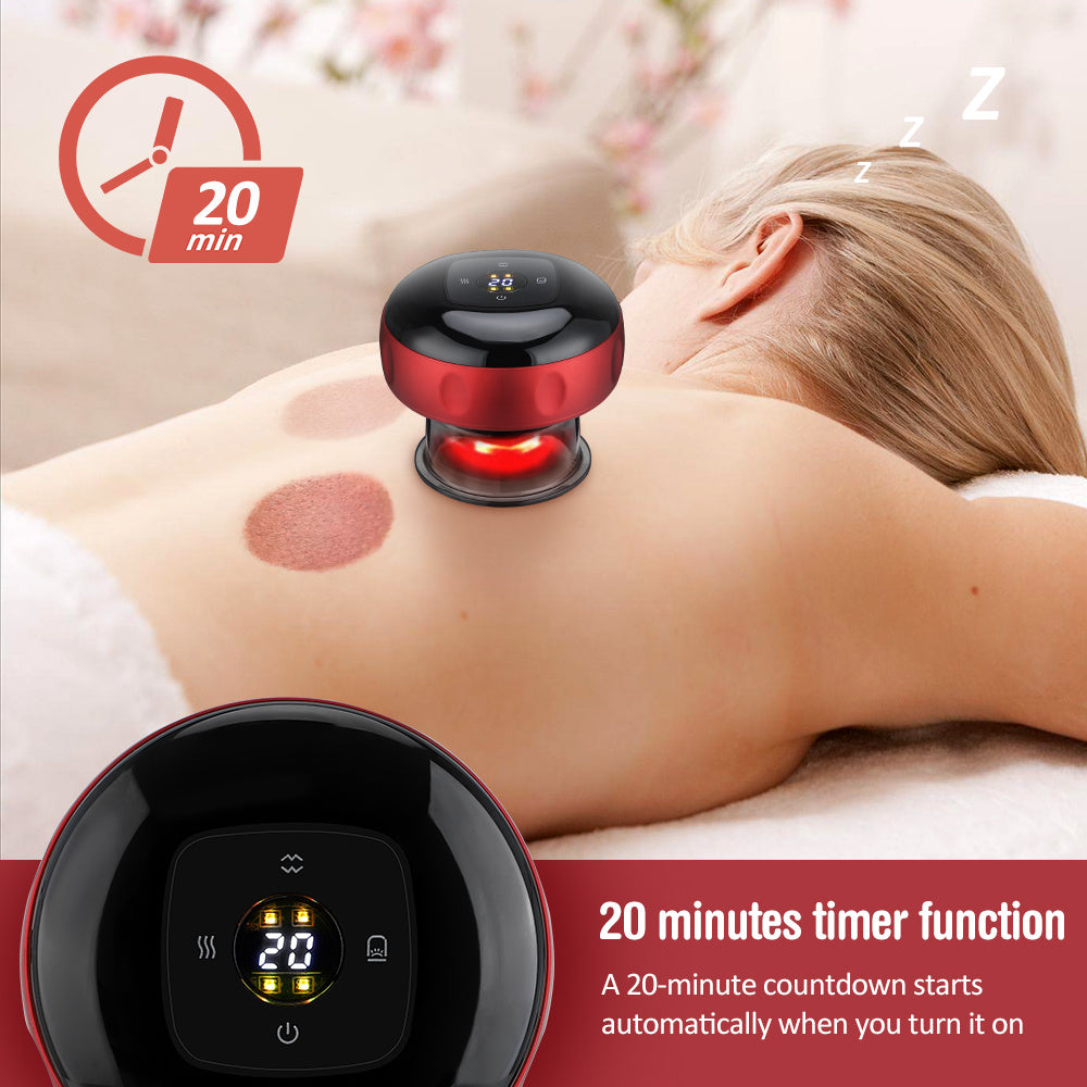 Shopi Vella anti-cellulite vacuum massager on back with 20 minutes timer function for home use