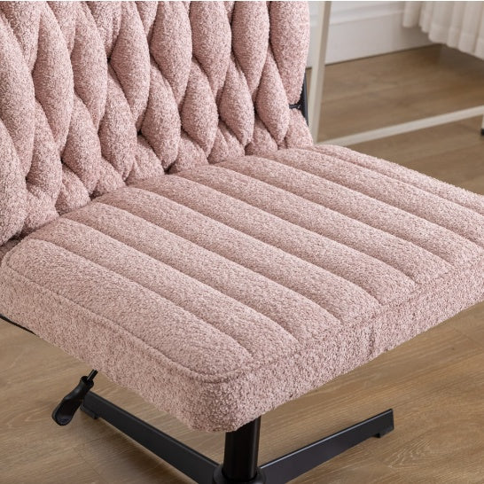 Shopi Vella armless office desk chair with plush textured upholstery and cushioned seat