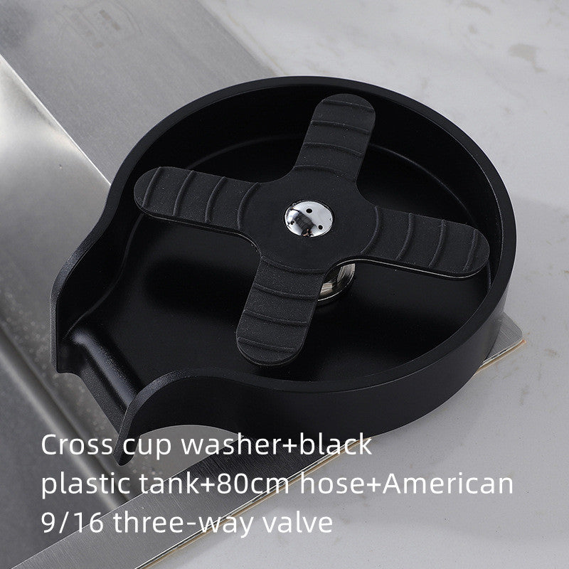 Shopi Vella black automatic cup washer for sink with cross design and plastic tank