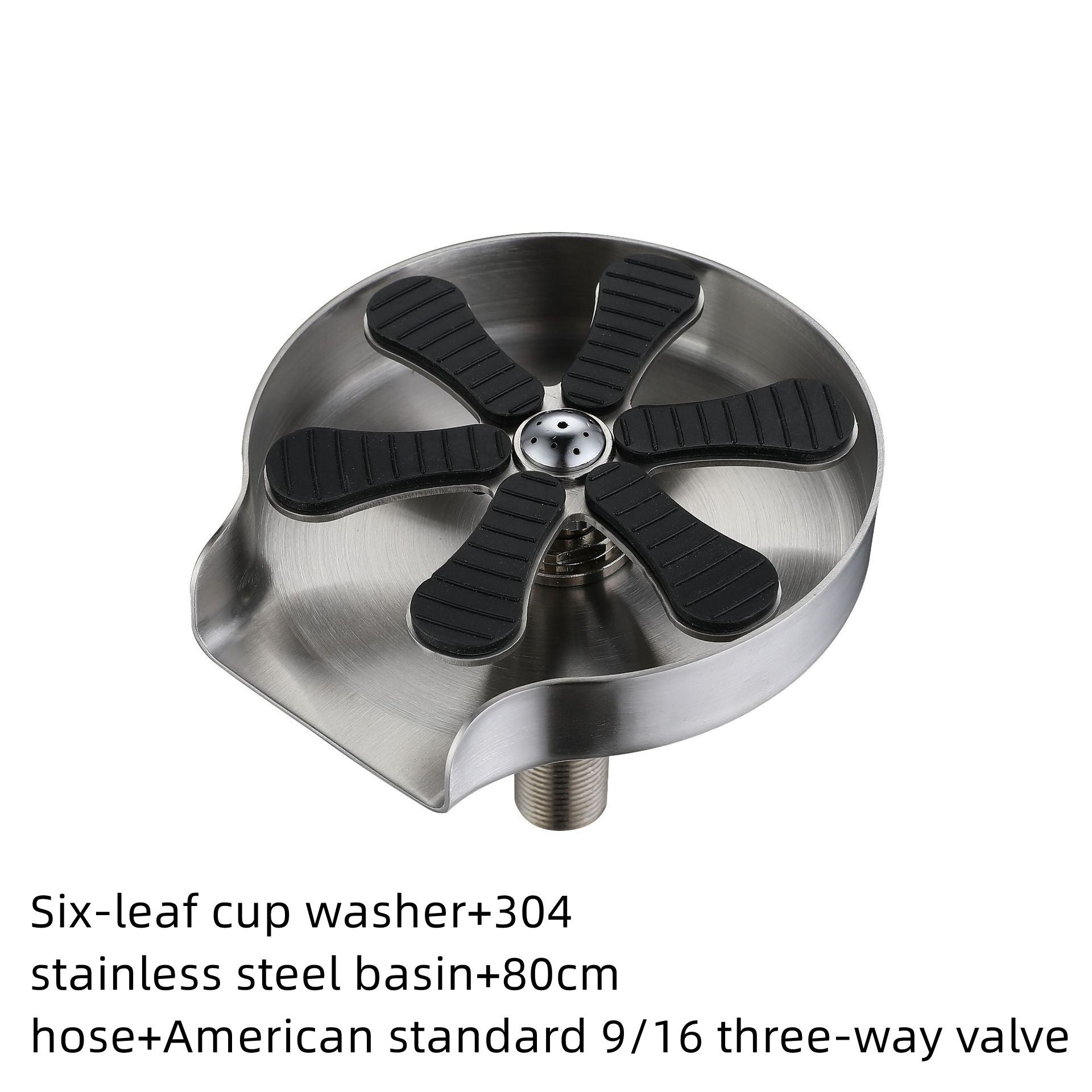 Shopi Vella automatic cup washer for sink with six-leaf design and stainless steel basin