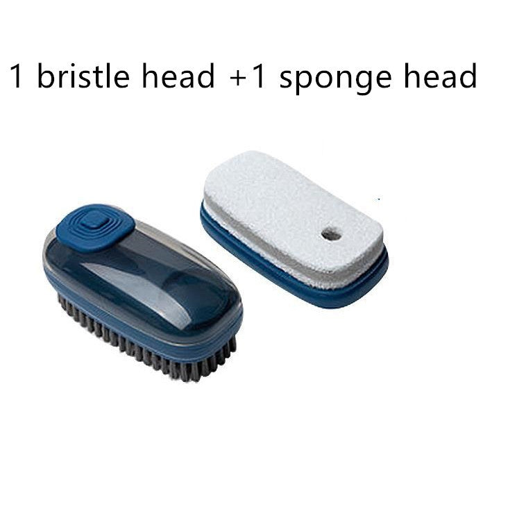 Shopi Vella automatic liquid cleaning brush with one bristle head and one sponge head for kitchen use