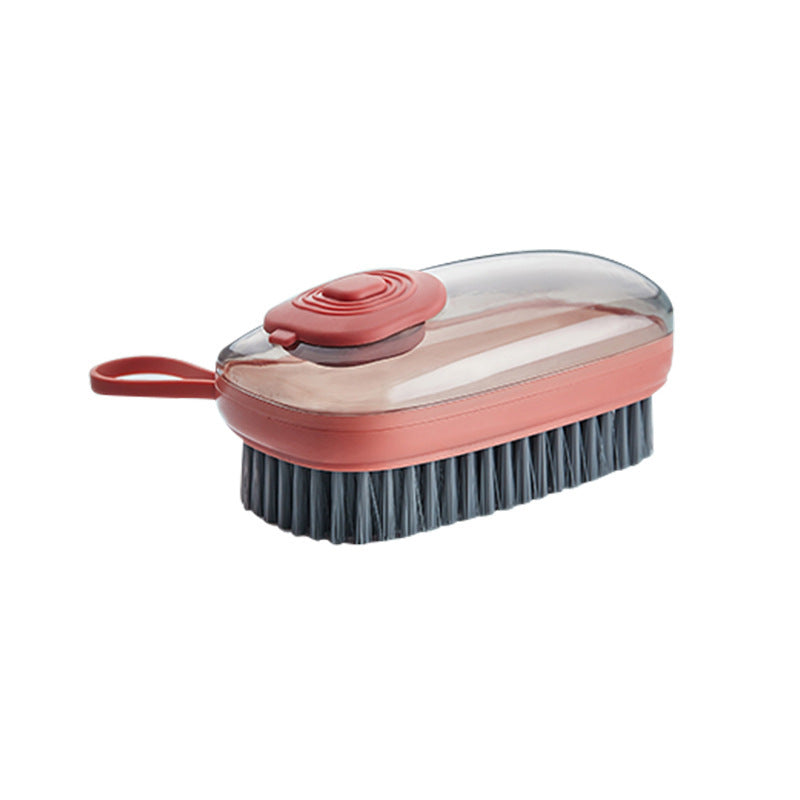 Shopi Vella automatic liquid cleaning brush with transparent soap container and sturdy bristles for kitchen storage