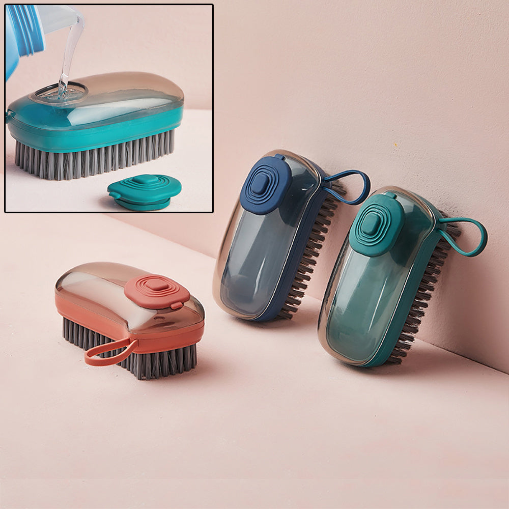 Shopi Vella automatic liquid cleaning brush set with ergonomic handles in blue, green, and coral colors