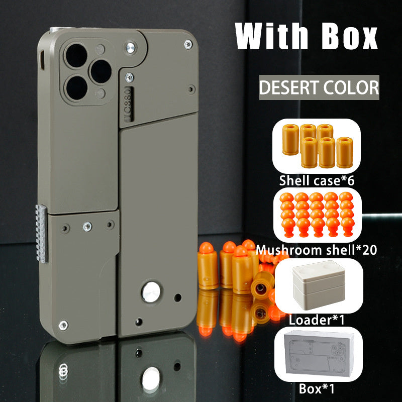 Desert color automatic shell throwing toy pistol case with shell case mushroom shells loader and box
