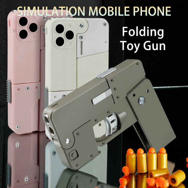 Shopi Vella automatic shell throwing toy pistol designed as a folding toy gun with a phone-like appearance