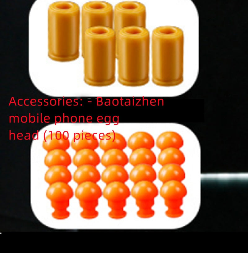 Set of six yellow replacement shells and 100 orange suction cup heads for automatic shell throwing toy pistol