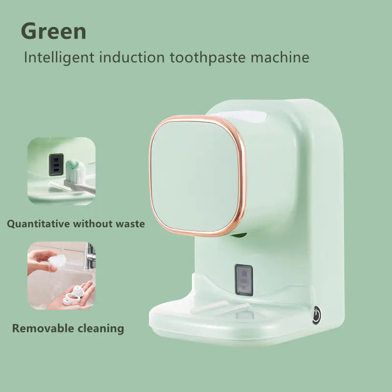 Green automatic toothpaste dispenser with intelligent induction and removable cleaning feature