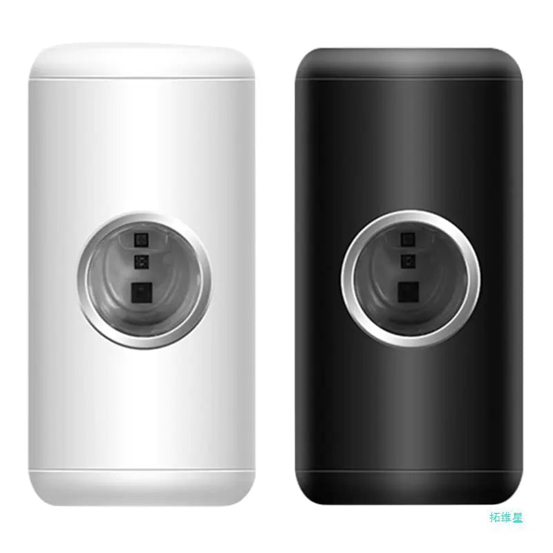 White and black automatic toothpaste dispenser with sleek cylindrical design for easy use