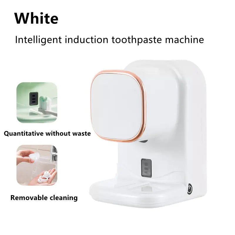 White automatic toothpaste dispenser with intelligent induction and removable cleaning feature