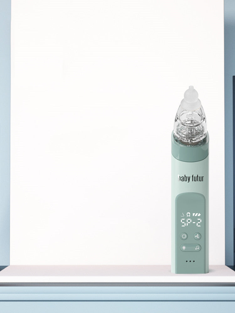 Shopi Vella electric nasal aspirator for babies in mint green with digital display and clear tip