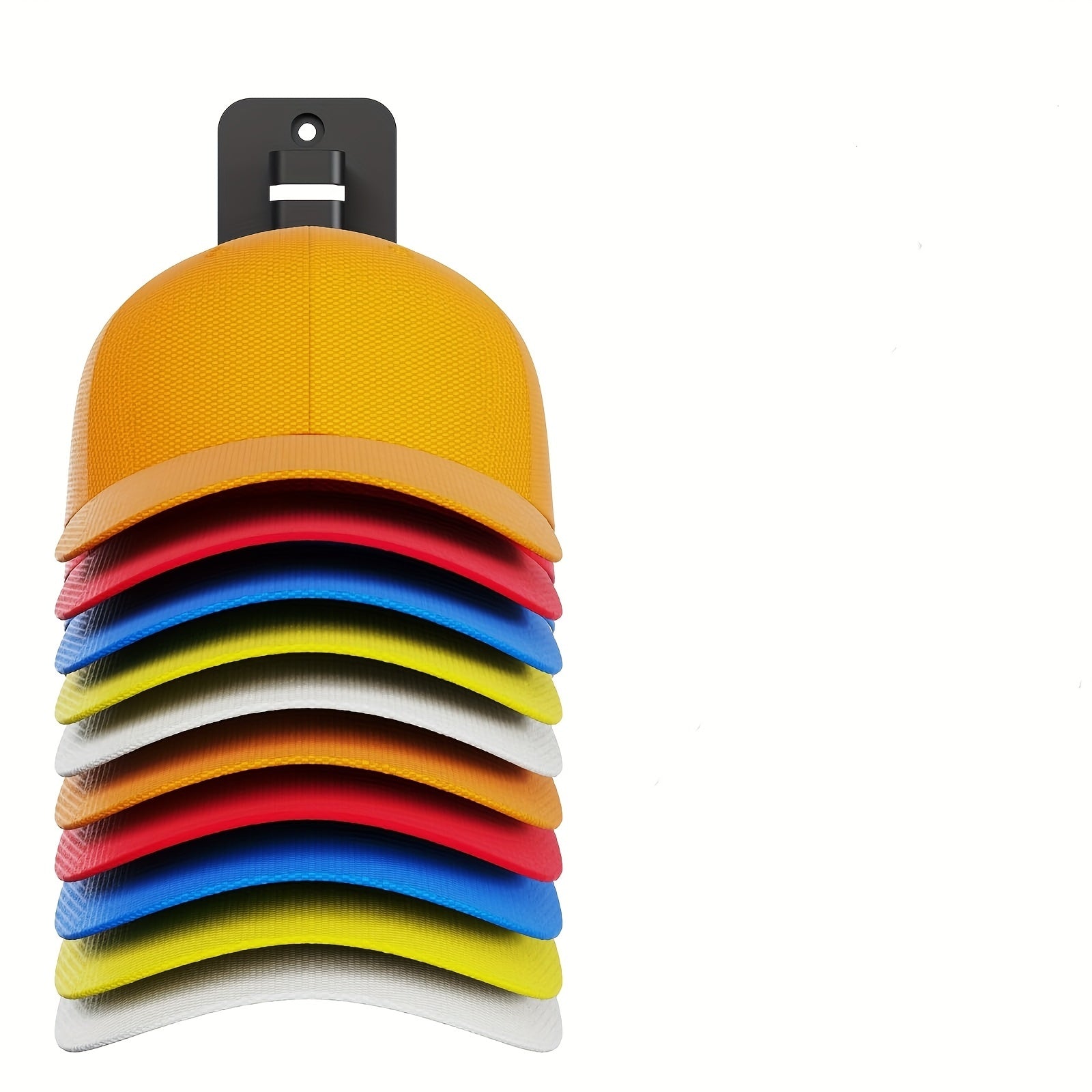 Shopi Vella baseball cap wall rack holding multiple colorful caps organized vertically