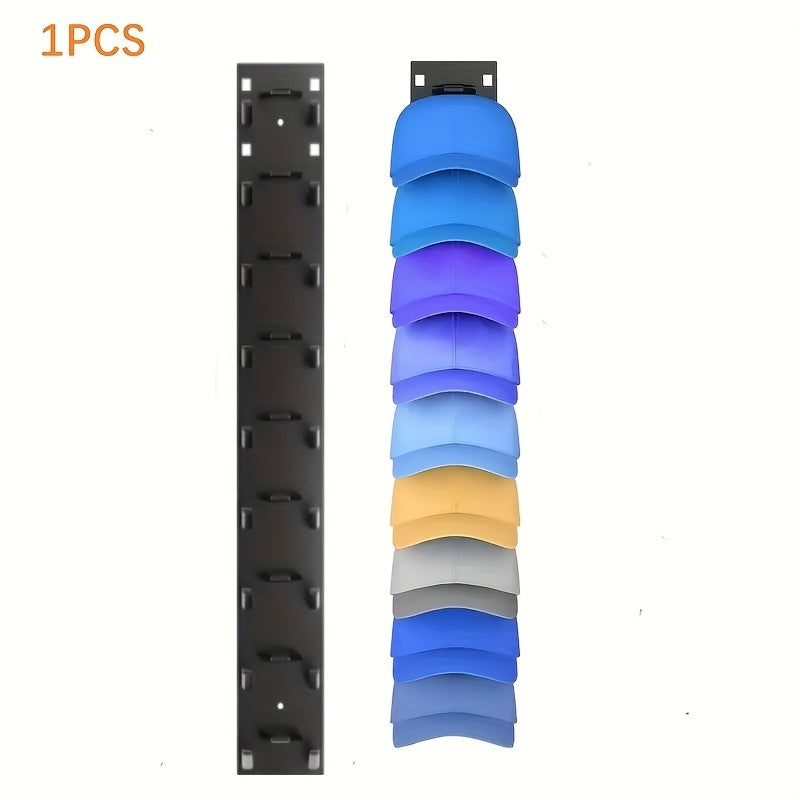 Shopi Vella baseball cap wall rack in black holding multiple colorful caps for organized storage
