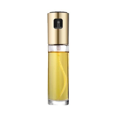 Shopi Vella BBQ oil spray bottle with gold top and clear container for kitchen storage
