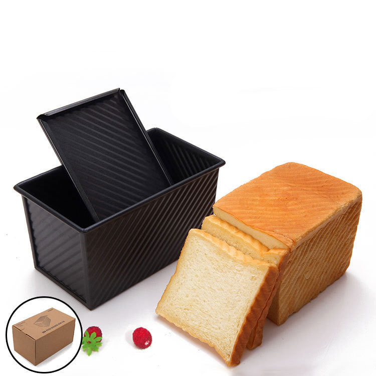Shopi Vella best bread mold for artisan baking with non-stick black loaf pan and sliced bread