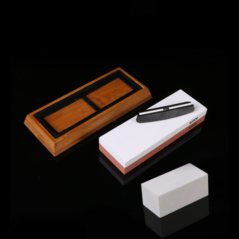 Shopi Vella kitchen sharpening stone set with wooden base and best sharpening stone for home use