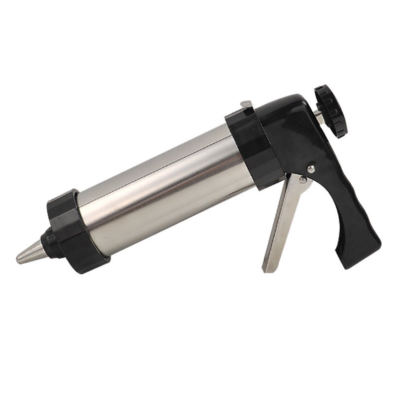 Shopi Vella biscuit press machine with stainless steel barrel and black plastic handle for kitchen use