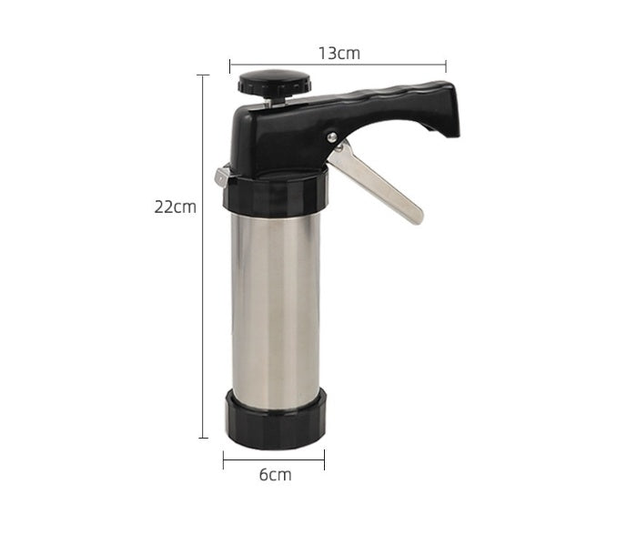 Shopi Vella biscuit press machine with stainless steel body and ergonomic black handle for baking