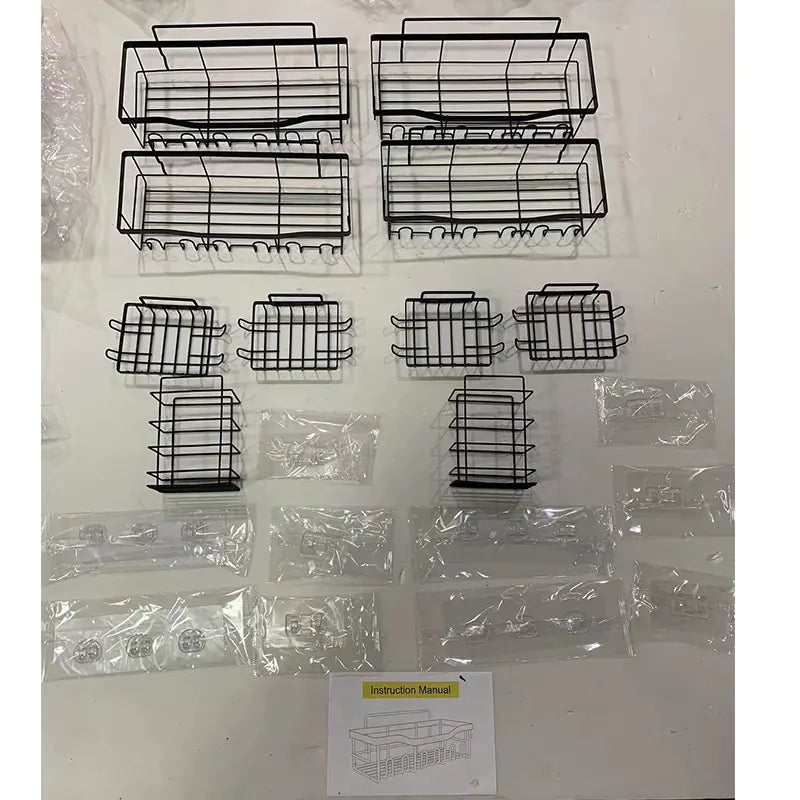 Shopi Vella Wall-Mounted Shower Storage Rack Set - Durable Black Metal