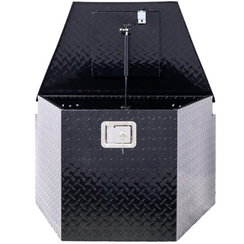 Shopi Vella black diamond plate 29 inch truck bed tool box with lock and open lid