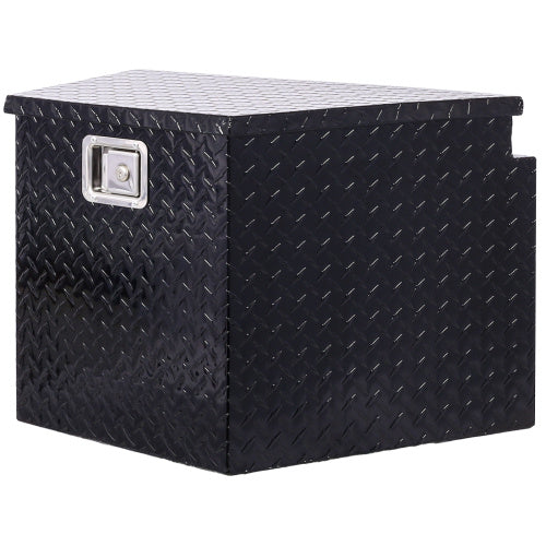 Shopi Vella 29 inch truck bed tool box in black diamond plate steel with locking handle