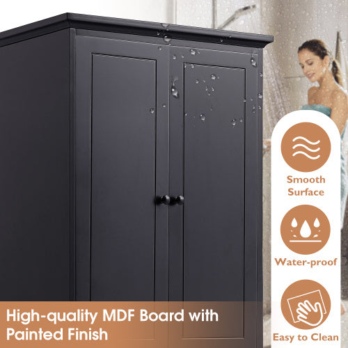 Shopi Vella black bathroom storage cabinet with waterproof painted finish and smooth surface