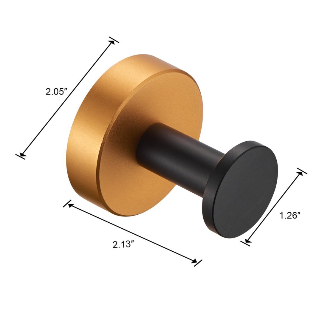 Shopi Vella black gold wall hooks set with precise dimensions for bathroom storage organization