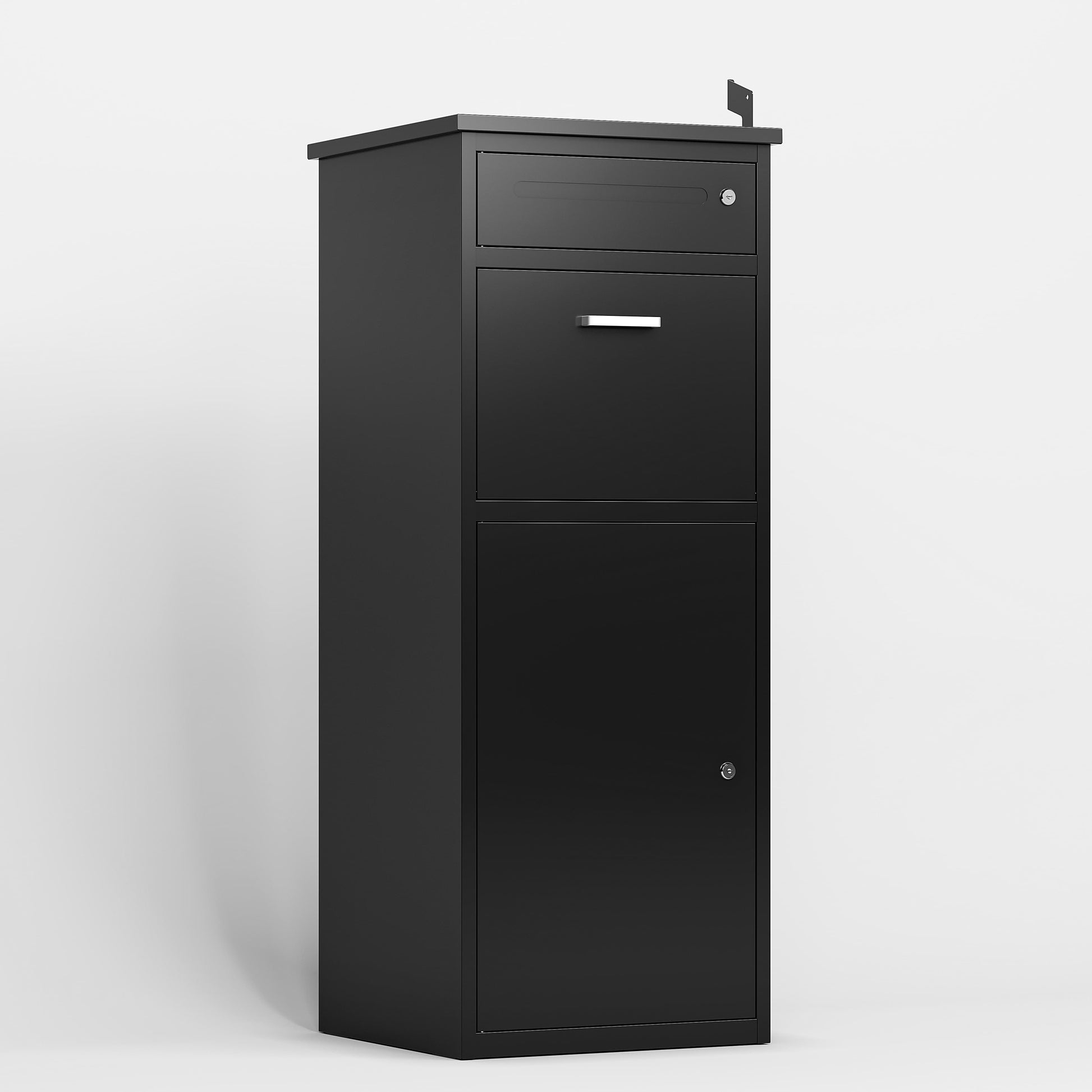 Shopi Vella black heavy duty package delivery box with secure locking compartments