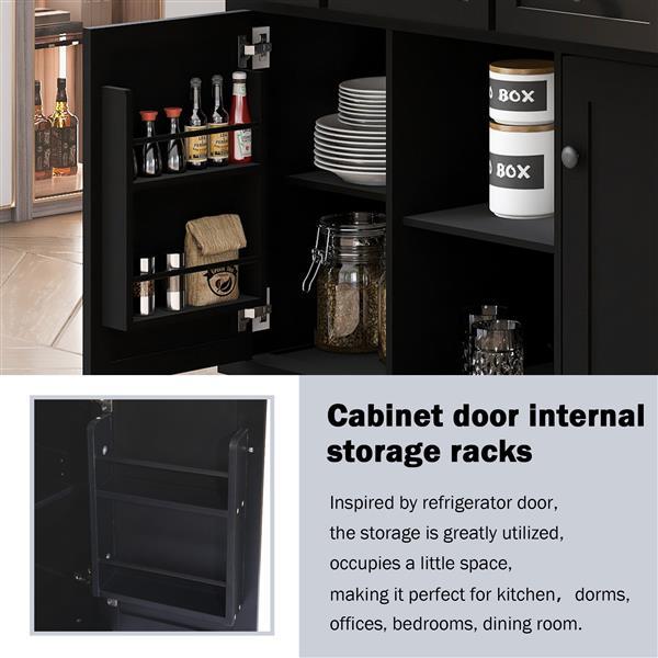 Shopi Vella kitchen cart with flip top featuring internal cabinet door storage racks for organized kitchen tools and spices