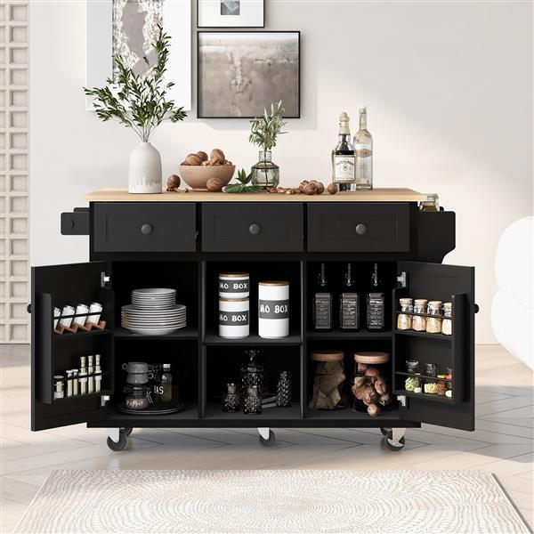 Shopi Vella kitchen cart with flip top and multiple storage compartments for cooking tools and spices