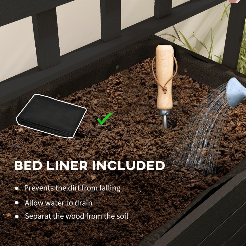 Shopi Vella raised garden bed with trellis featuring included bed liner for soil separation and water drainage