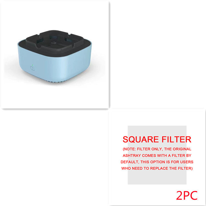 Shopi Vella smoke removal air purifier ashtray in blue with black top and replaceable square filter set
