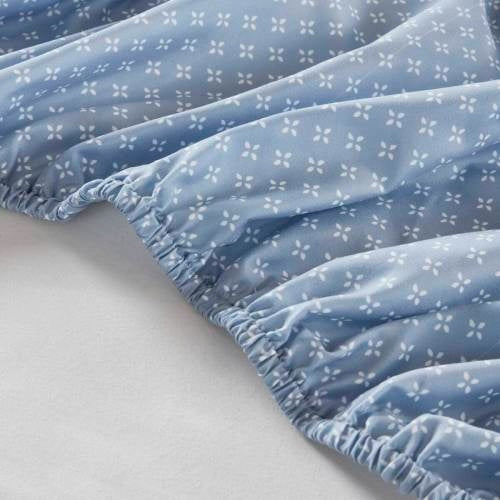 Shopi Vella blue floral comforter set queen fitted sheet with elastic edges for secure fit