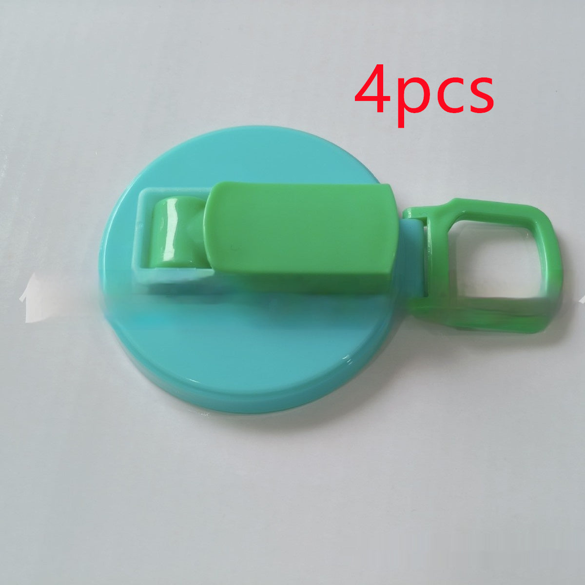 Shopi Vella reusable soda can lid with straw in blue and green with flip cap and keyring attachment
