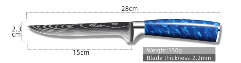 Shopi Vella blue resin handle chef knife with 15cm blade and 2.2mm thickness precision cutting