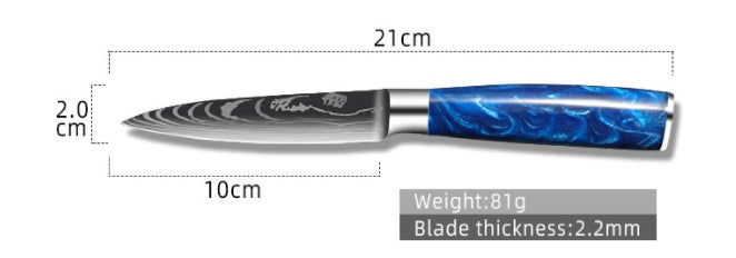 Shopi Vella kitchen knife with blue resin handle chef knife and 21cm blade length